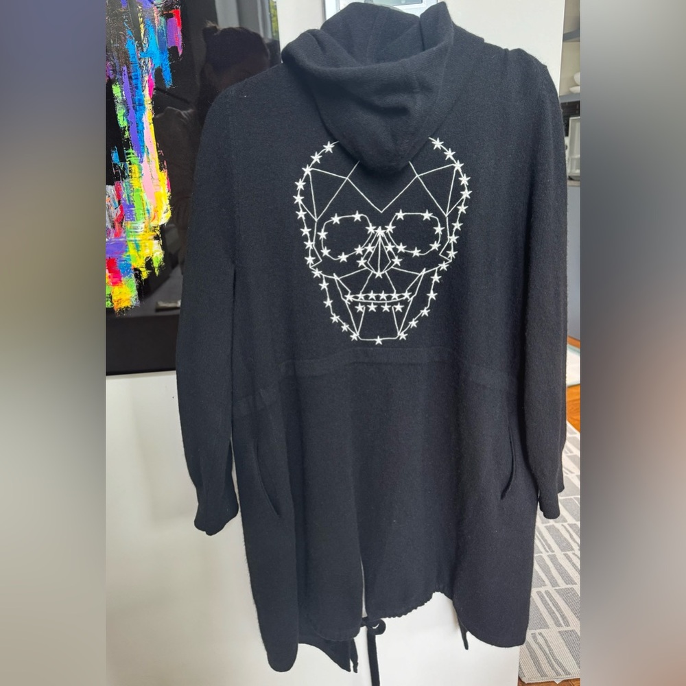💀SKULL Cashmere black long cardigan hoodie 💀